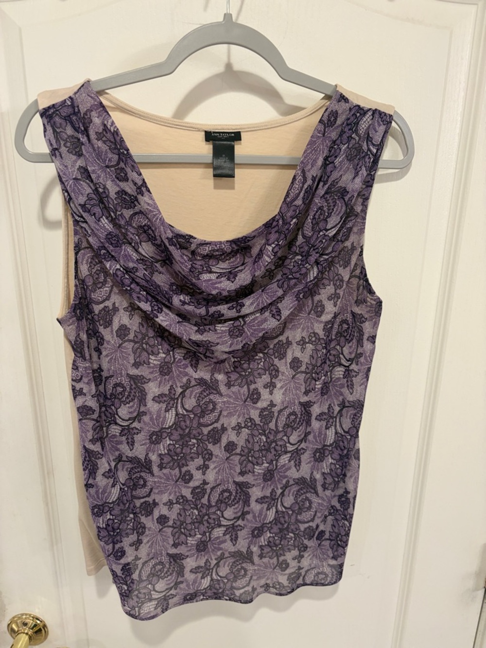 Ann Taylor Lavender Floral Draped Neck Camisole